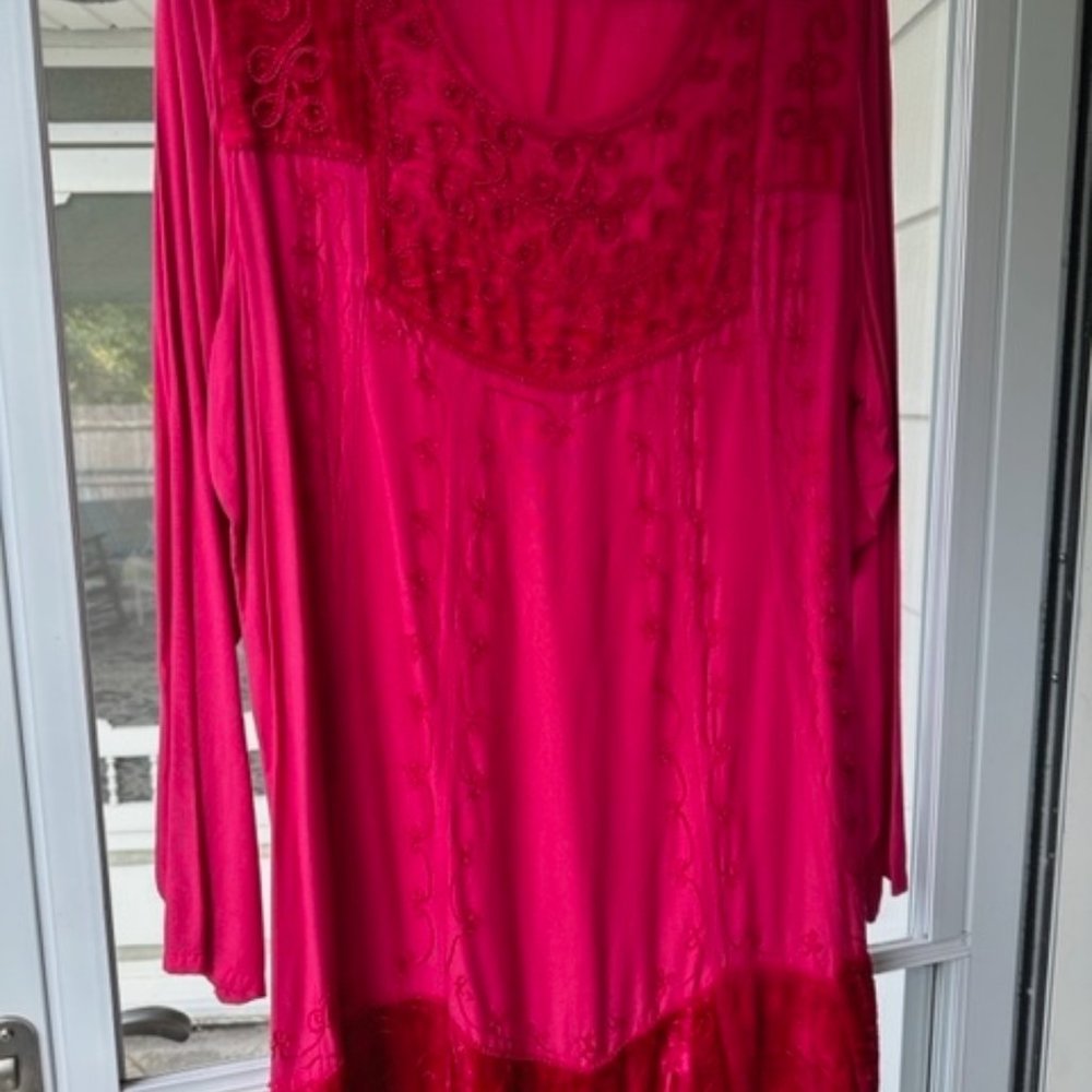 Soft Surroundings Embroidered Red Top Size 2X